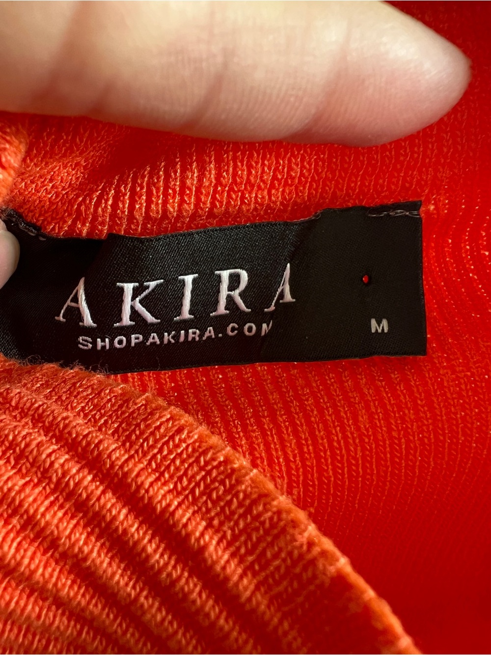AKIRA Make Me Hot Orange Ribbed Knit Bodycon Mini Dress Mock Neck Size M NWOT - Picture 15 of 16